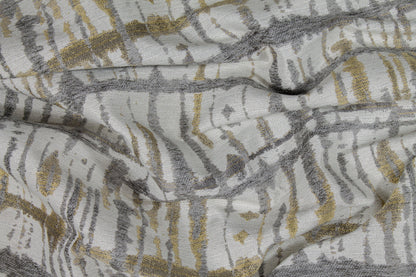 Gray and Yellow Abstract Cut Chenille Upholstery - Prime Fabrics