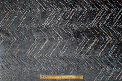 Blue-Gray Cut Velvet Upholstery - Prime Fabrics