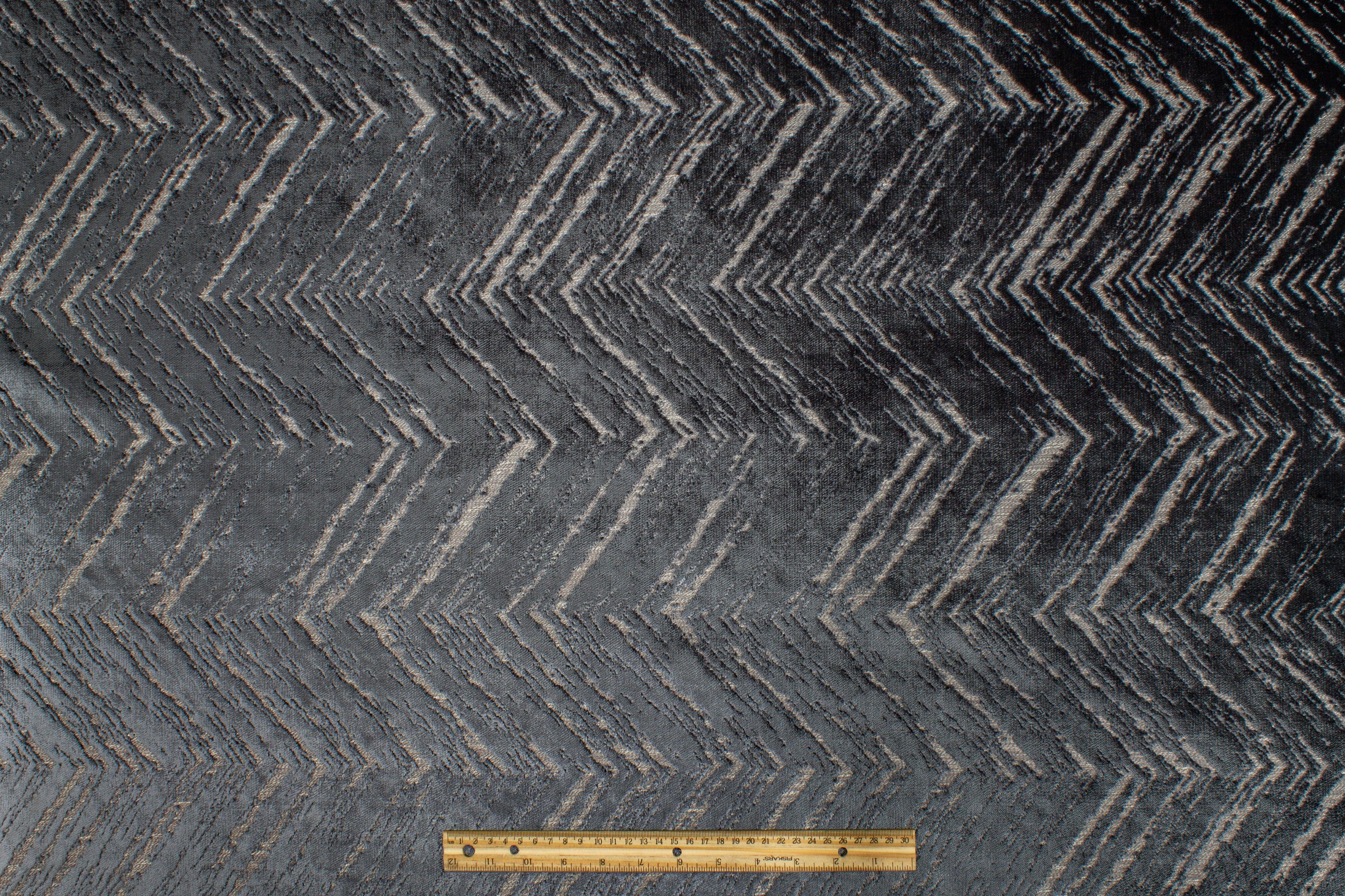 Blue-Gray Cut Velvet Upholstery - Prime Fabrics