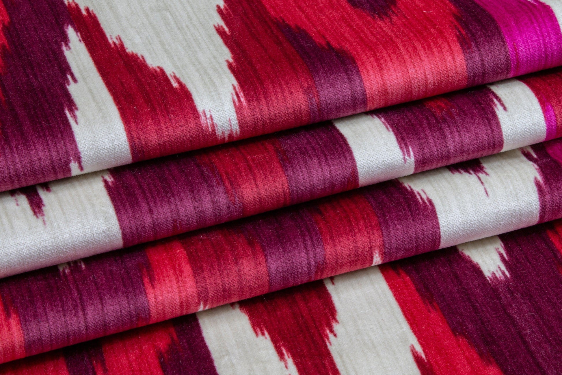 Red Ikat Italian Cotton Velvet - Prime Fabrics