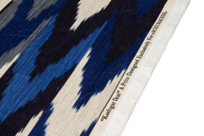 Blue Ikat Italian Cotton Velvet - Prime Fabrics