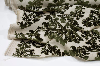 Green Damask Cut Velvet Upholstery - Prime Fabrics