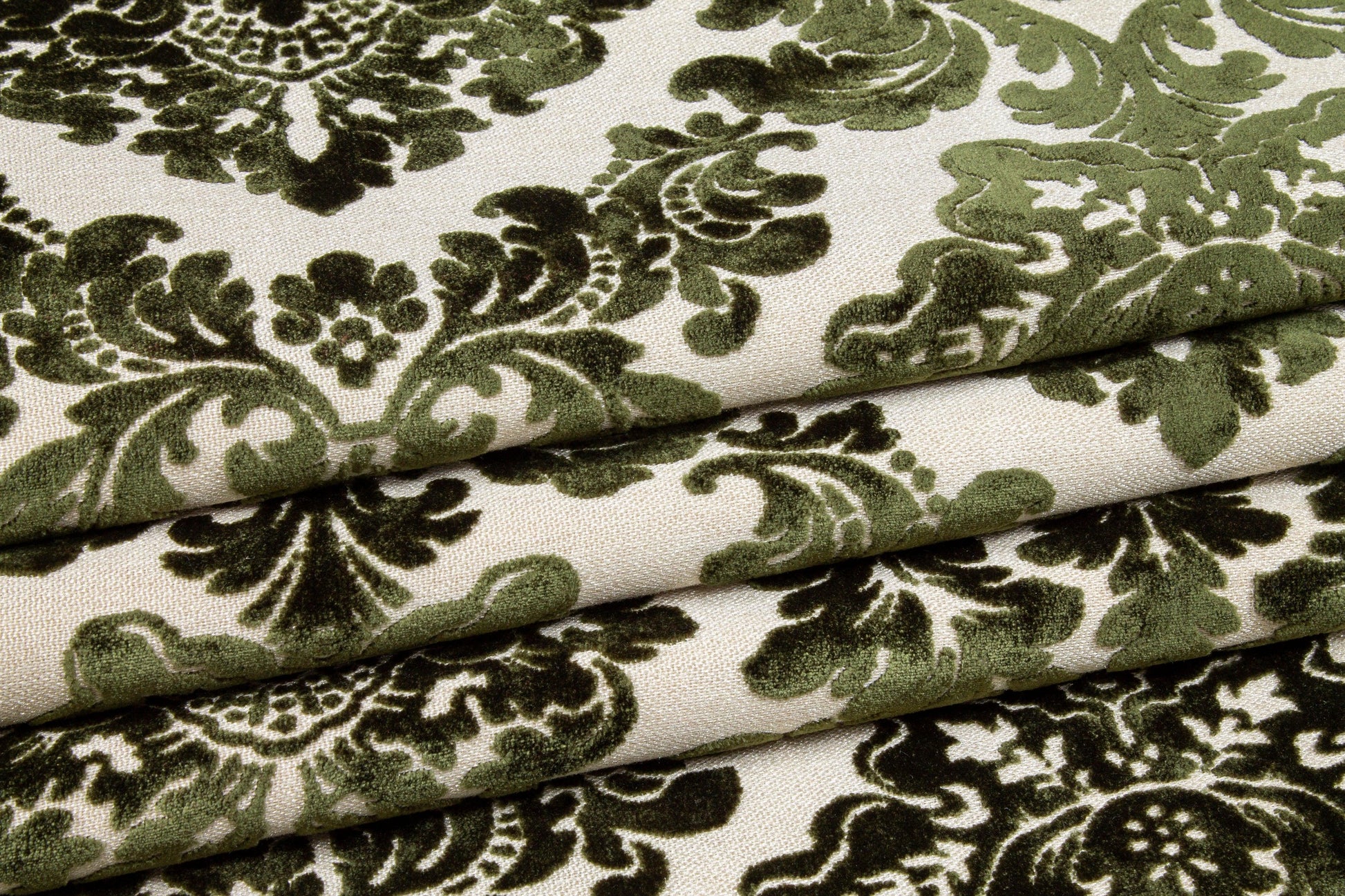 Green Damask Cut Velvet Upholstery