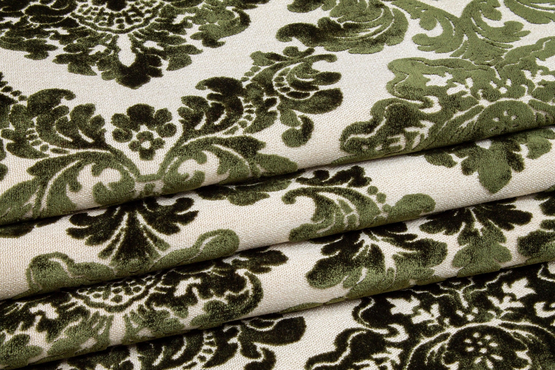 Green Damask Cut Velvet Upholstery – Prime Fabrics