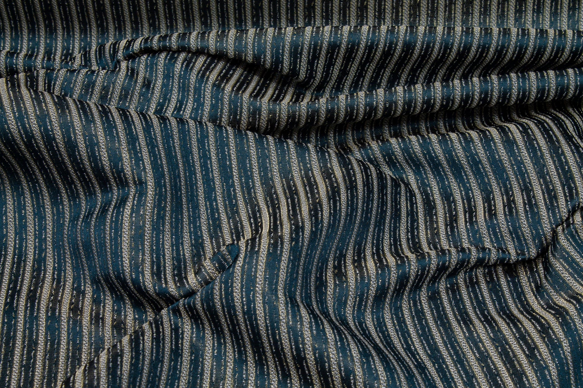 Blue Striped Metallic Brocade - Prime Fabrics