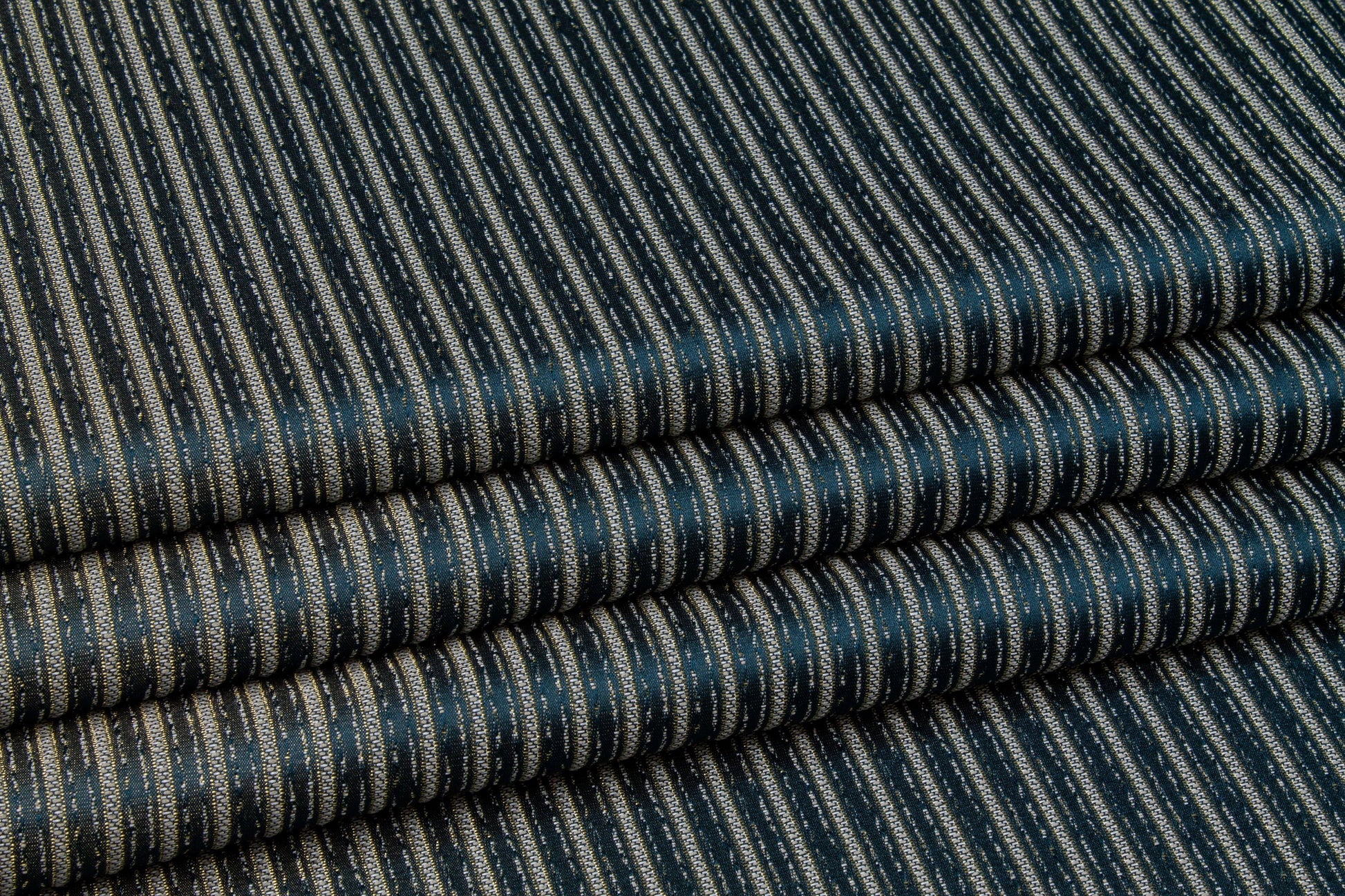 Blue Striped Metallic Brocade - Prime Fabrics