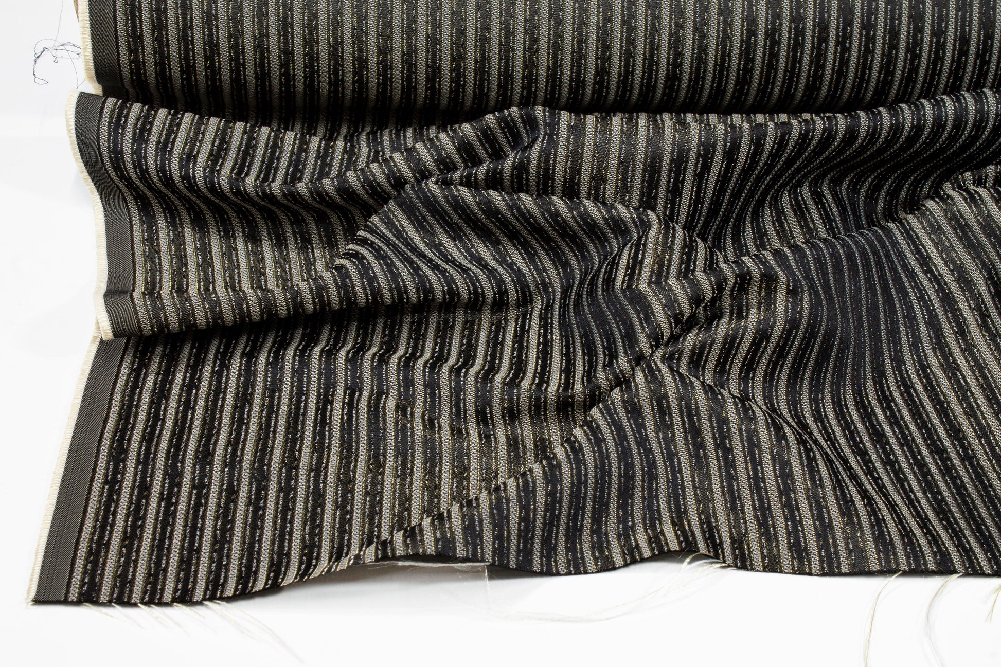 Black Striped Metallic Brocade - Prime Fabrics