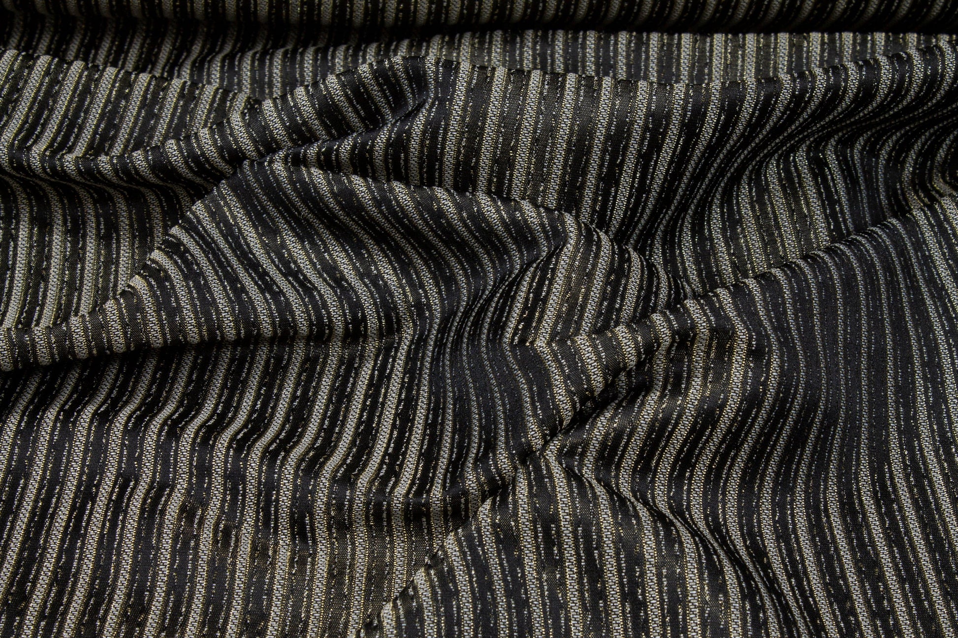 Black Striped Metallic Brocade - Prime Fabrics