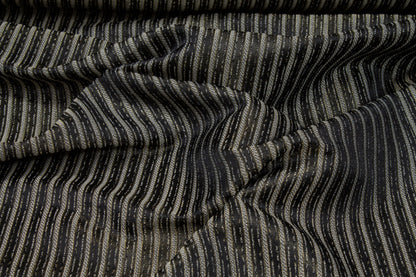 Black Striped Metallic Brocade - Prime Fabrics