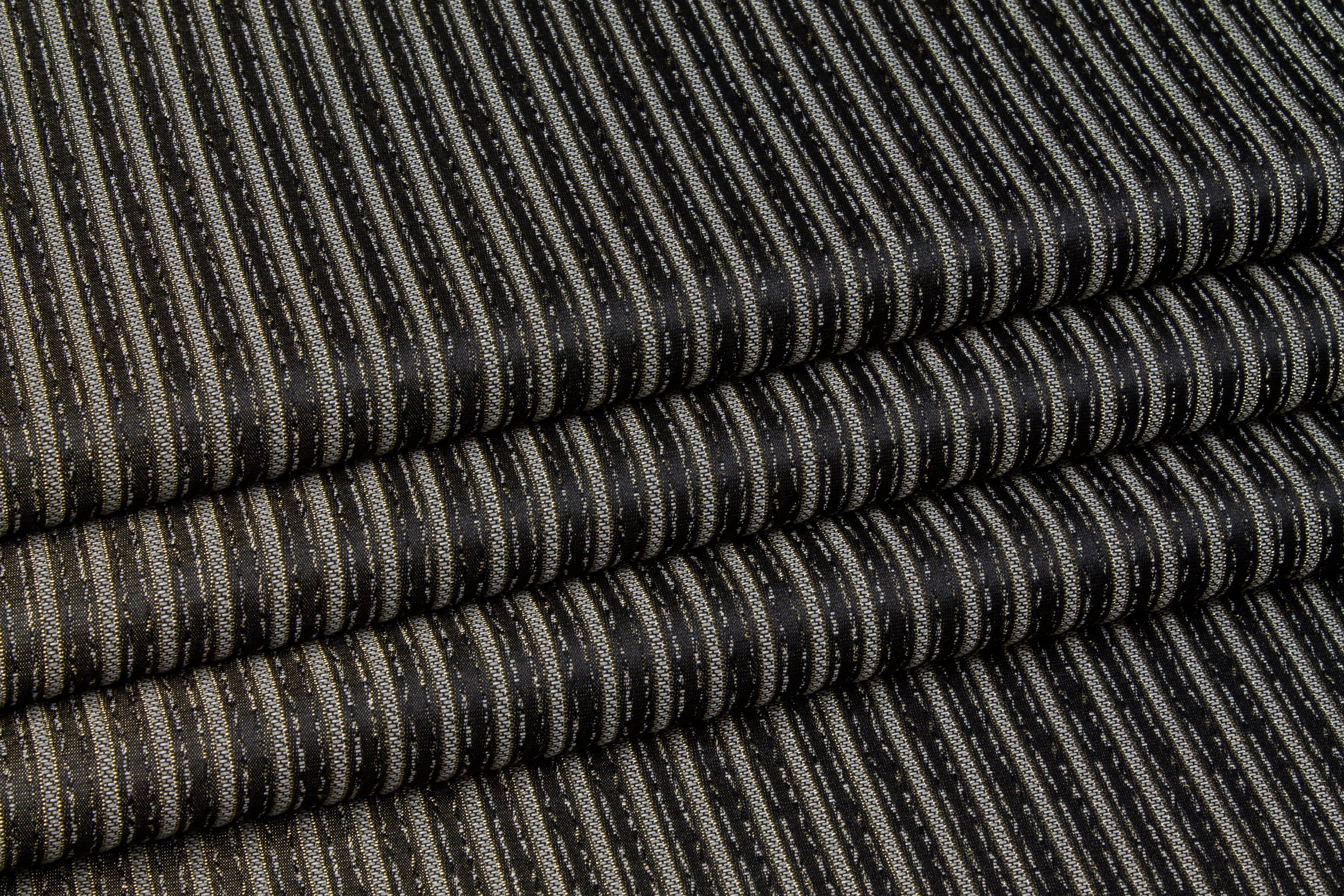 Black Striped Metallic Brocade - Prime Fabrics