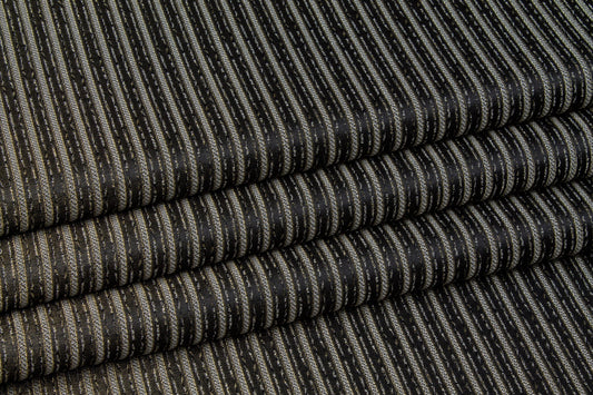 Black Striped Metallic Brocade - Prime Fabrics