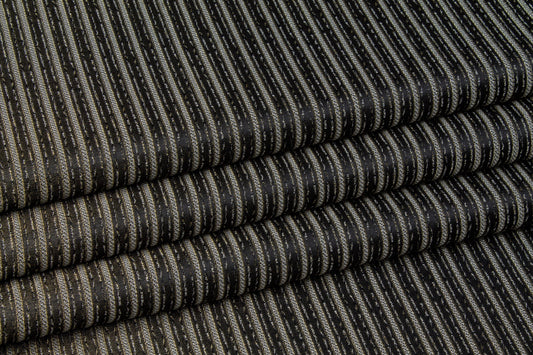 Black Striped Metallic Brocade - Prime Fabrics