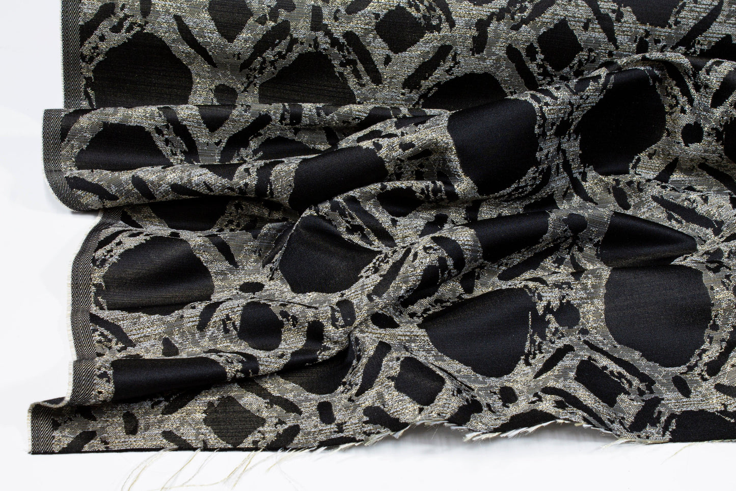 Black and Gray Abstract Metallic Brocade - Prime Fabrics