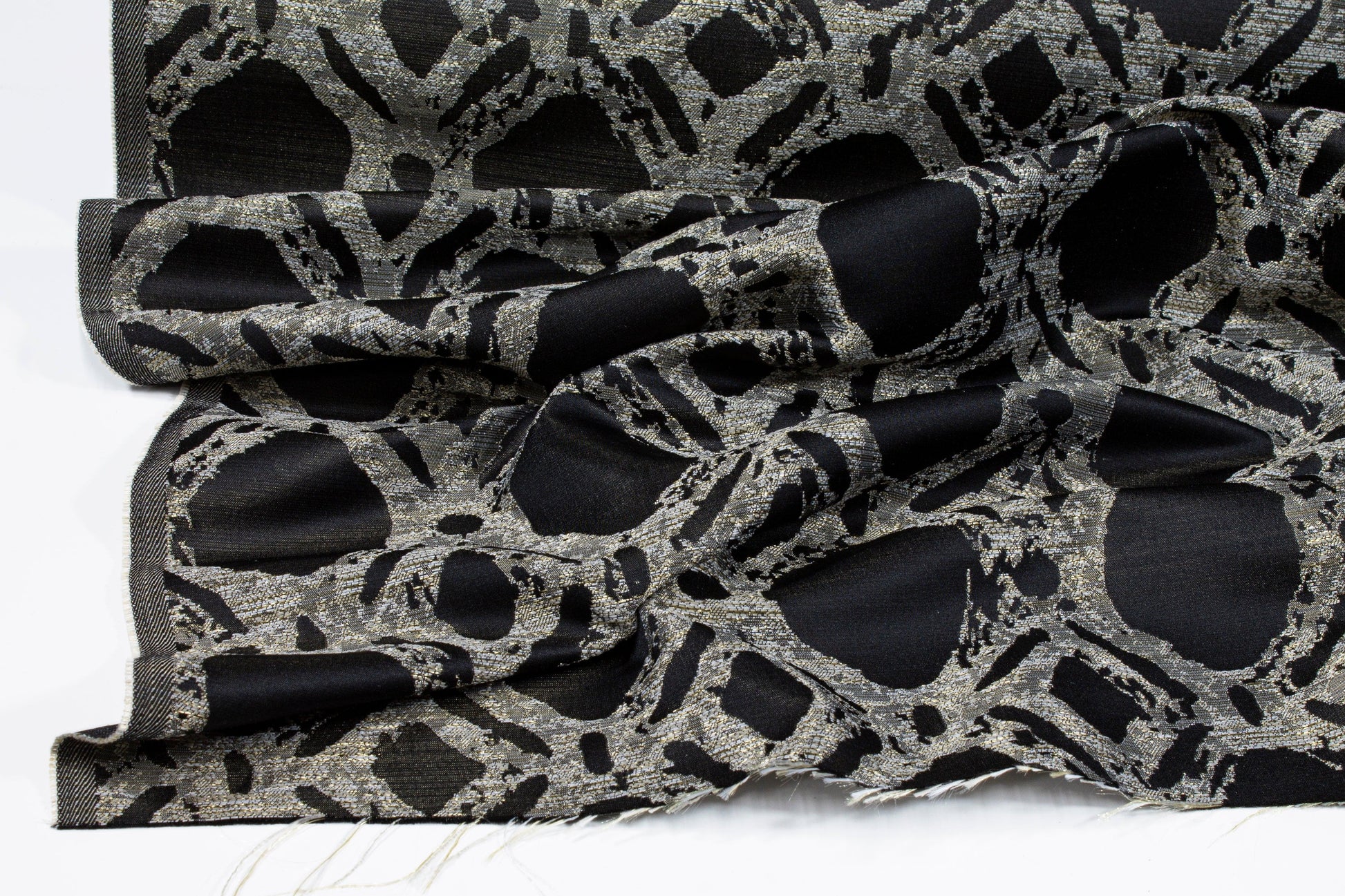 Black and Gray Abstract Metallic Brocade - Prime Fabrics