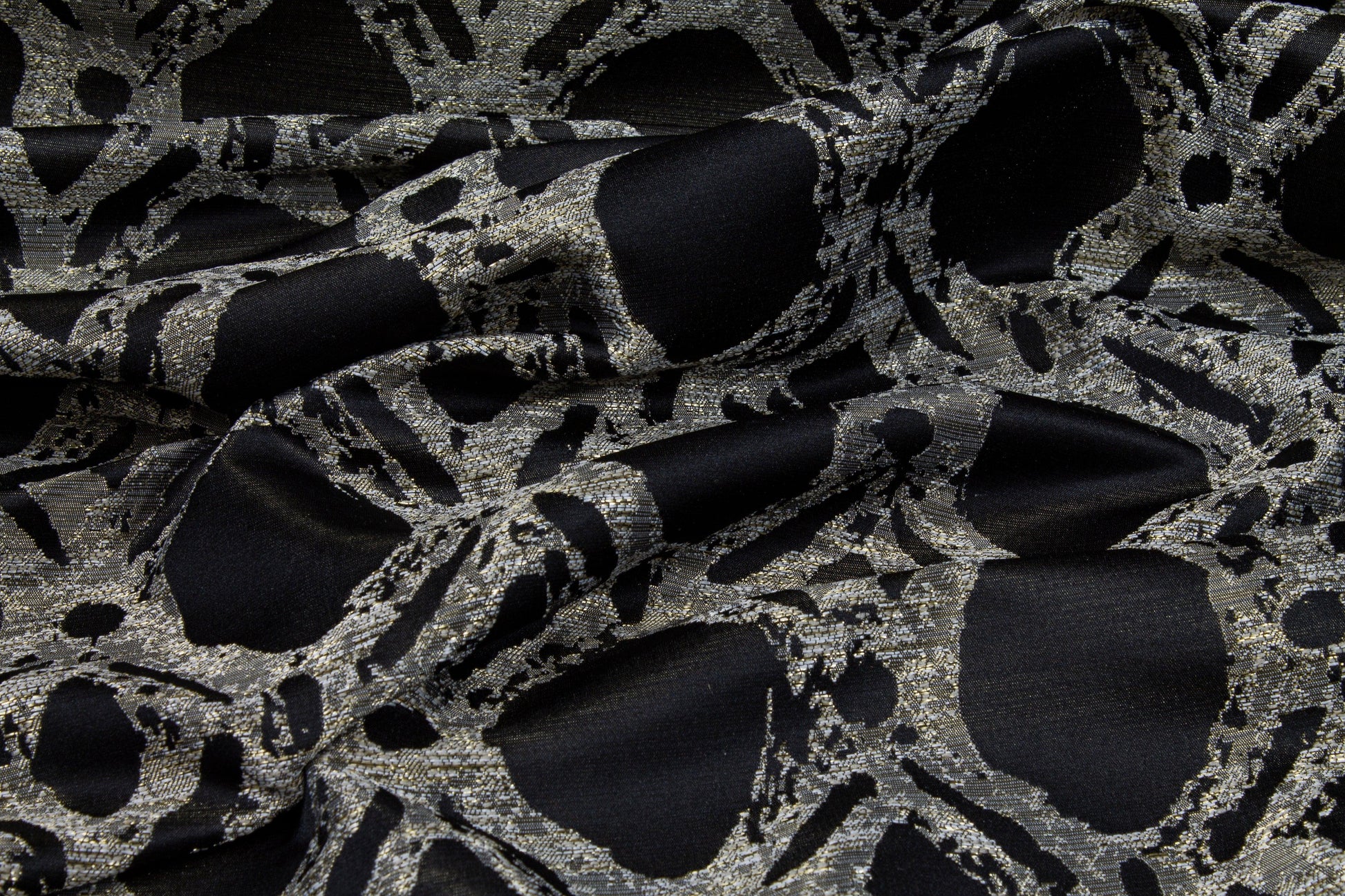 Black and Gray Abstract Metallic Brocade - Prime Fabrics
