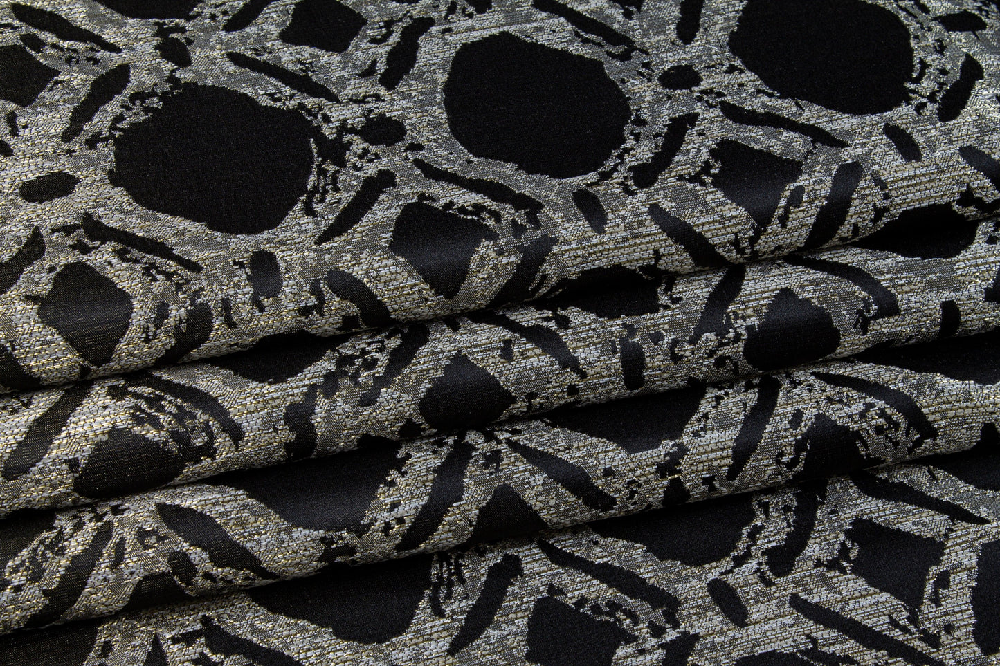 Black and Gray Abstract Metallic Brocade - Prime Fabrics