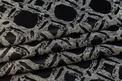 Black and Gray Abstract Metallic Brocade - Prime Fabrics