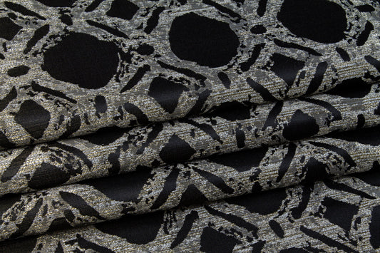 Black and Gray Abstract Metallic Brocade - Prime Fabrics