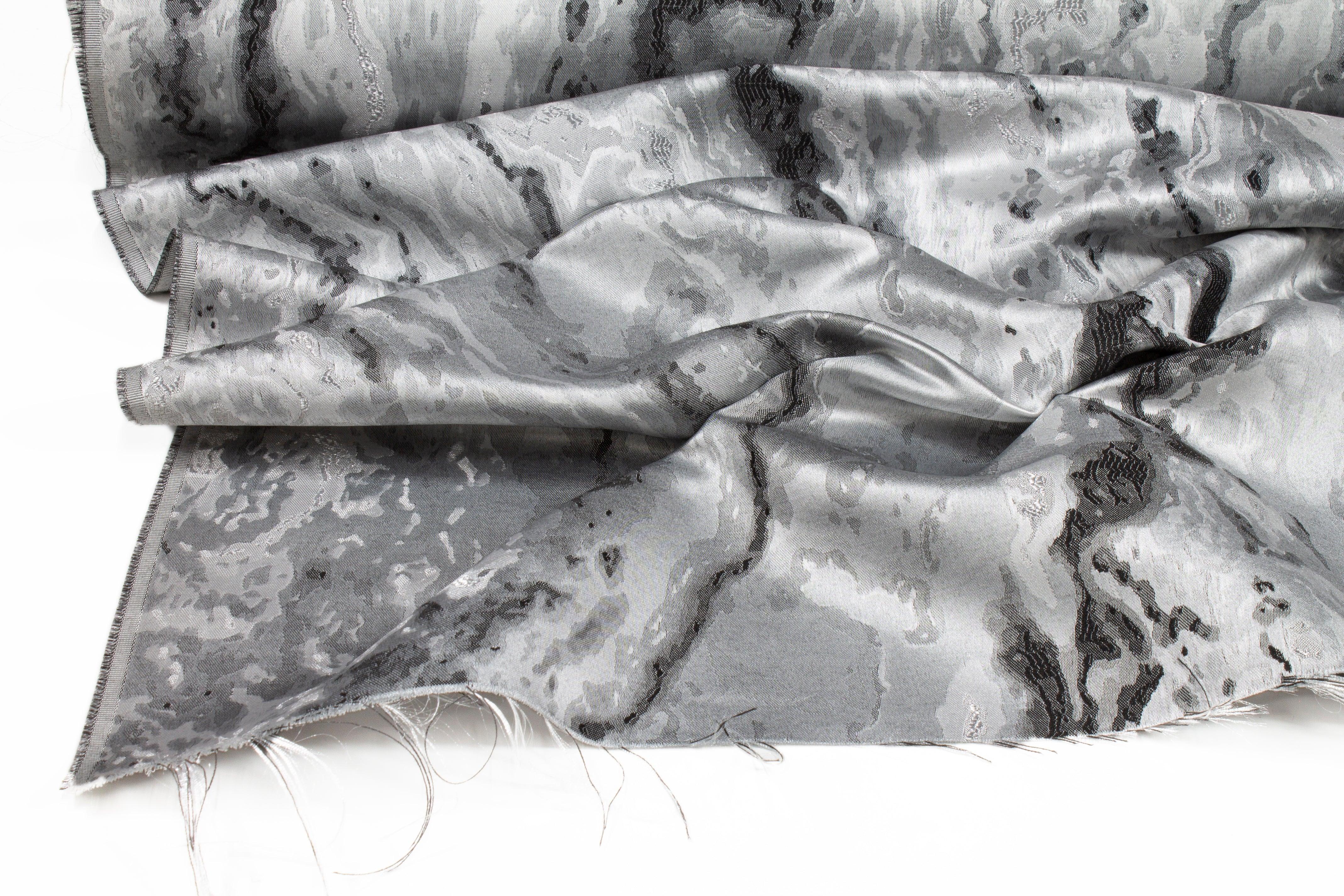 Silver and Gray Metallic Brocade - Prime Fabrics