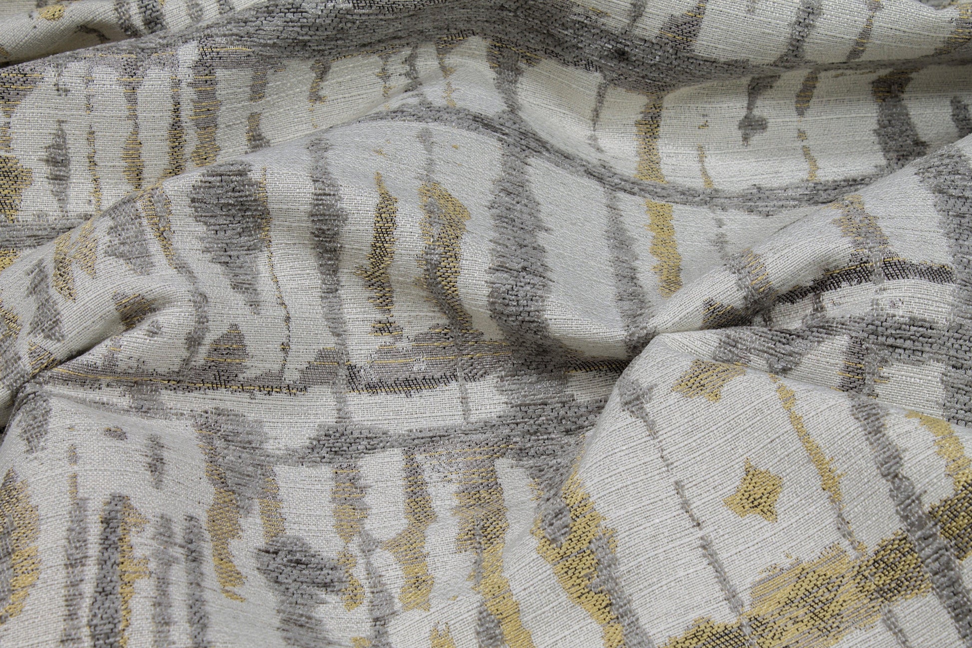 Gray and Yellow Abstract Cut Chenille Upholstery - Prime Fabrics