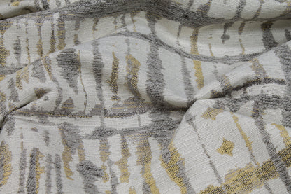 Gray and Yellow Abstract Cut Chenille Upholstery - Prime Fabrics