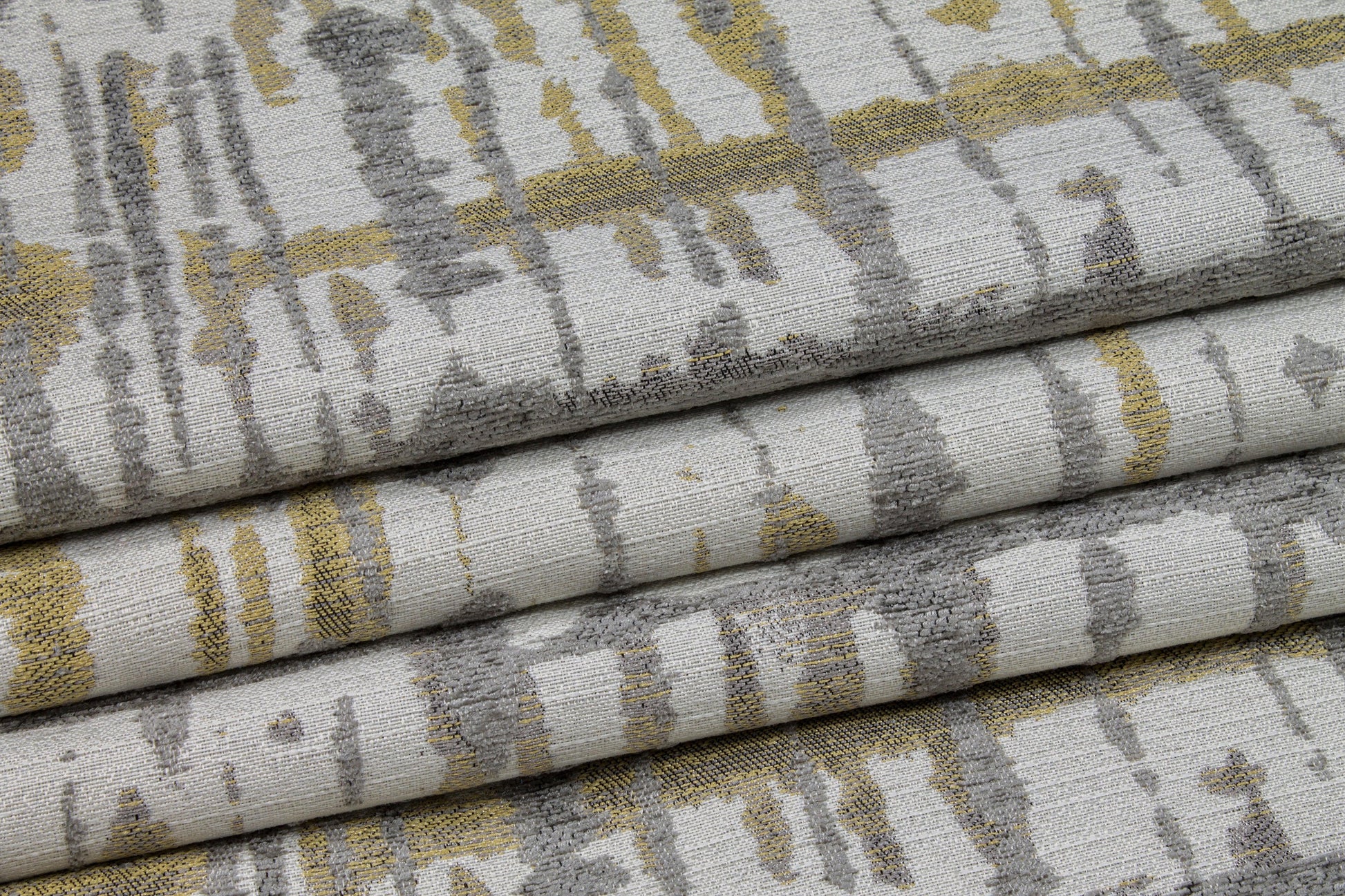 Gray and Yellow Abstract Cut Chenille Upholstery - Prime Fabrics