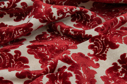 Red Damask Cut Velvet Upholstery - Prime Fabrics