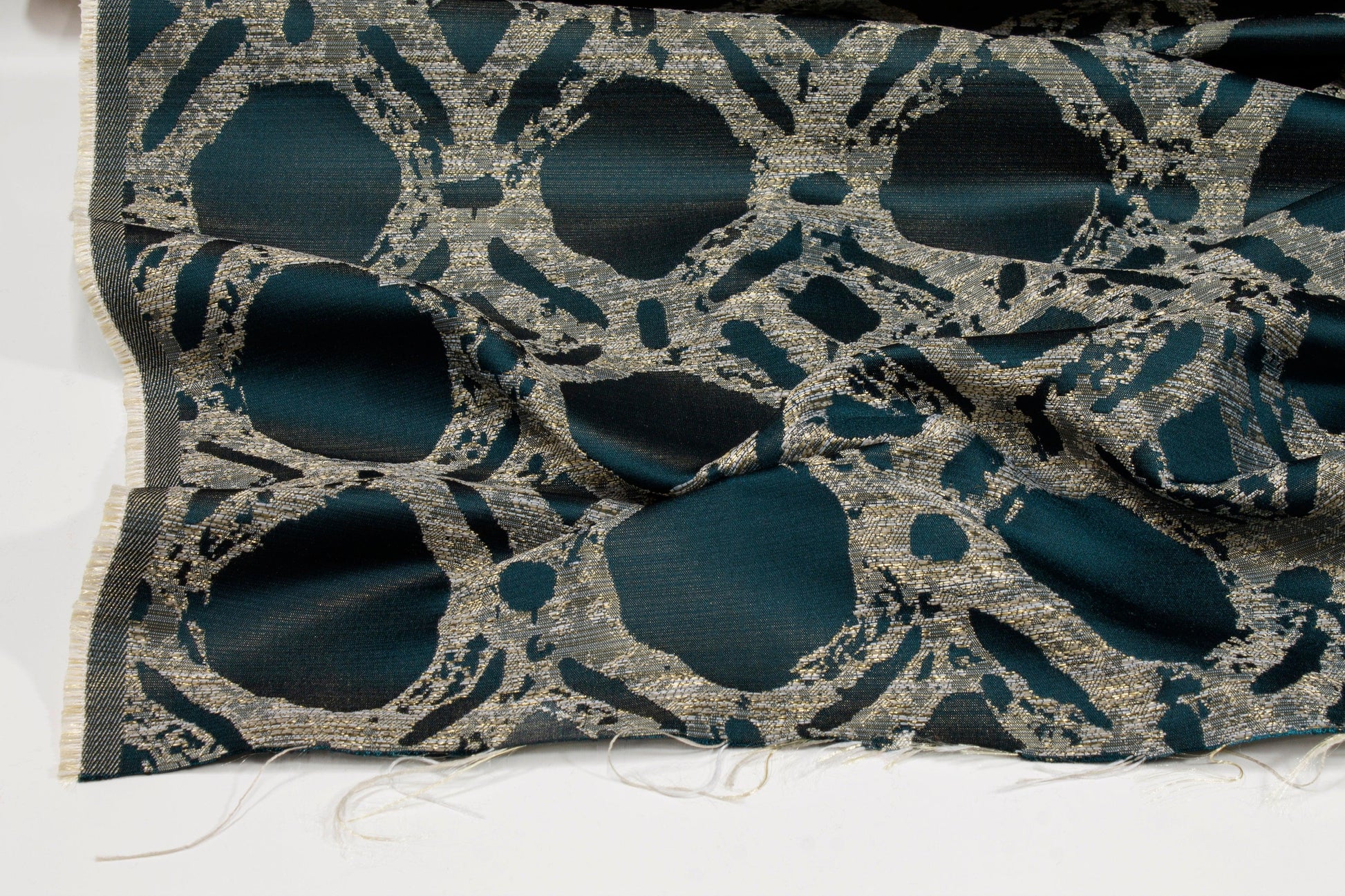 Abstract Blue Metallic Brocade - Prime Fabrics