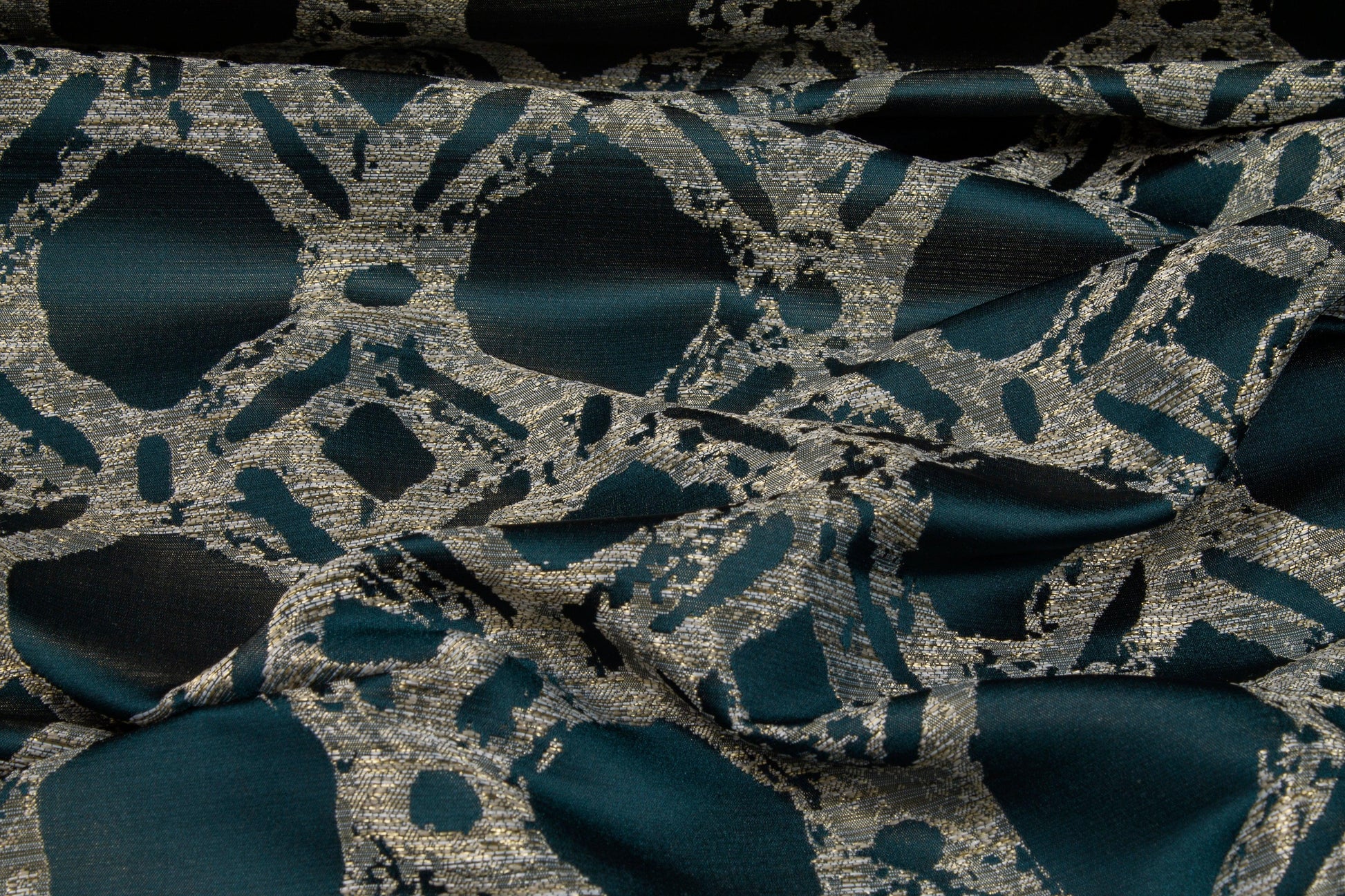 Abstract Blue Metallic Brocade - Prime Fabrics