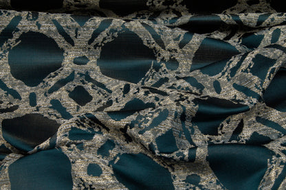 Abstract Blue Metallic Brocade - Prime Fabrics