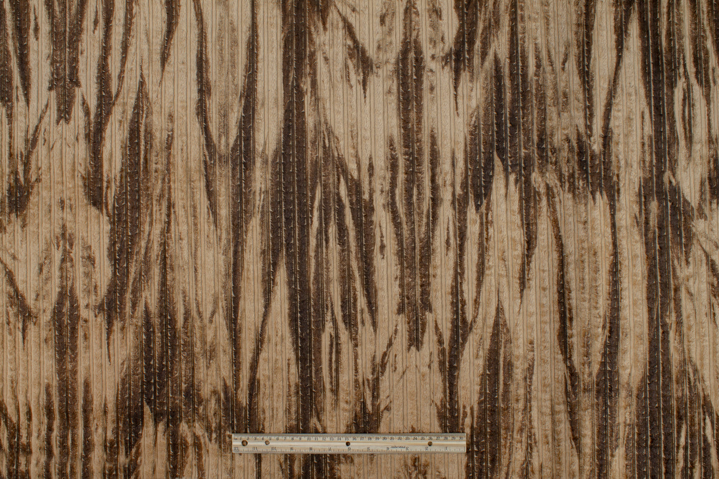 Fringe Striped Rayon with Abstract Print - Brown