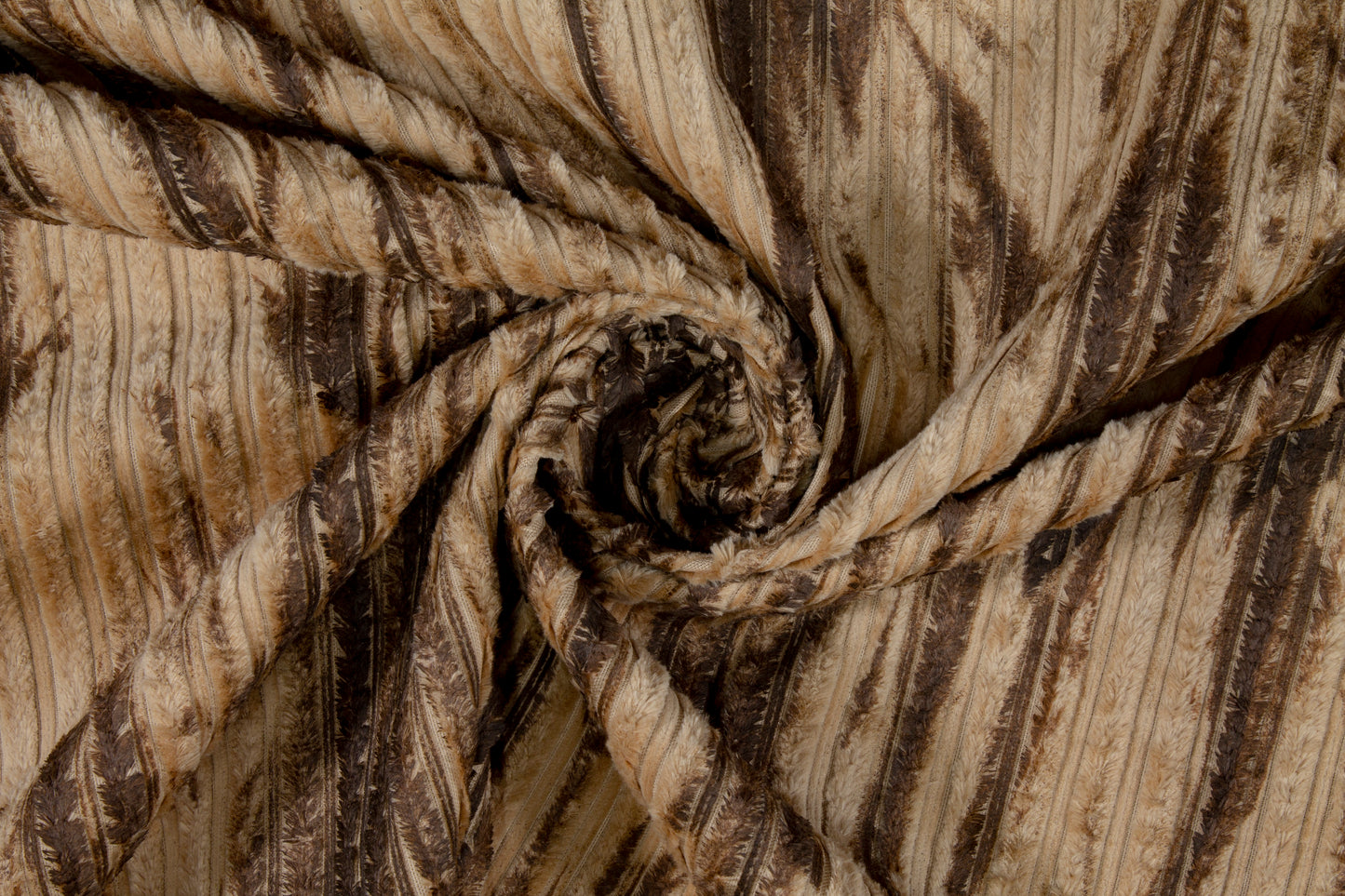 Fringe Striped Rayon with Abstract Print - Brown