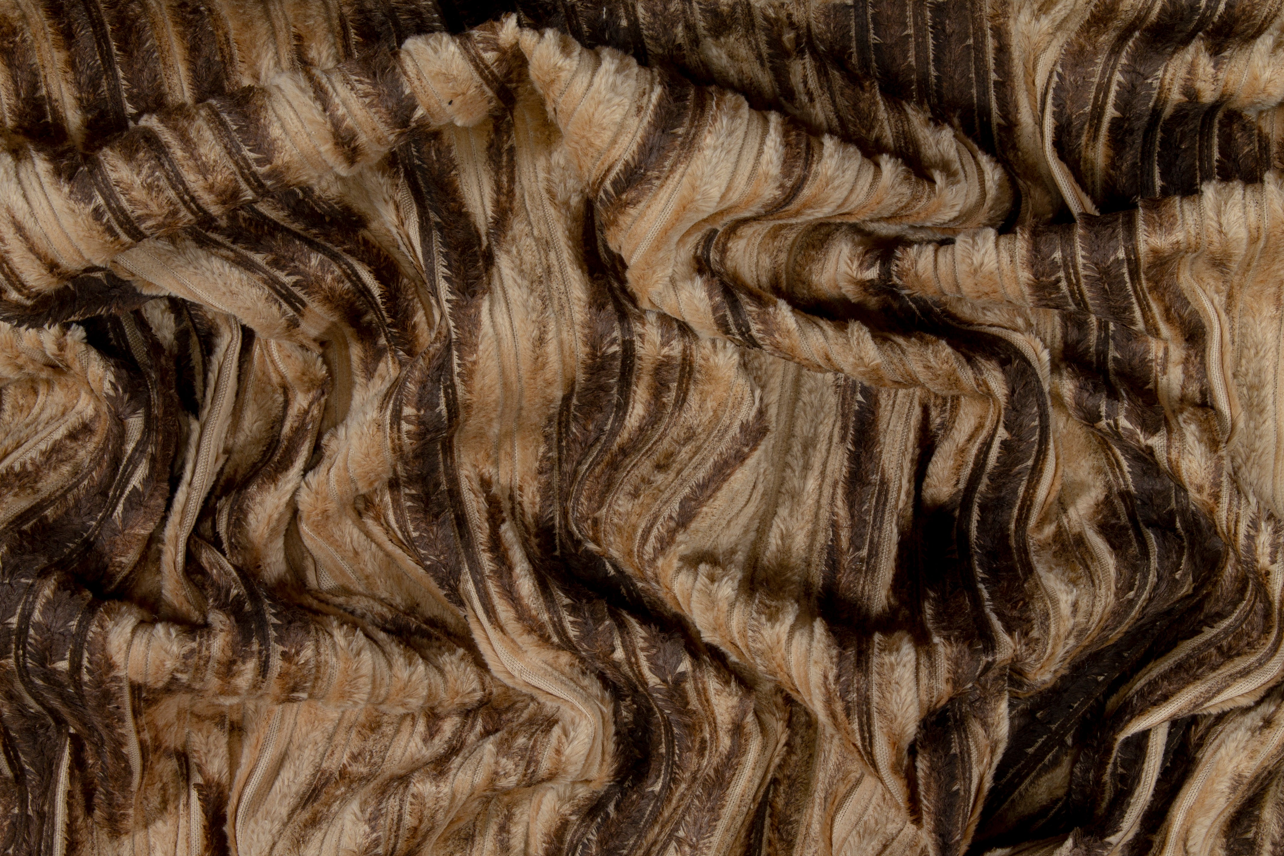 Fringe Striped Rayon with Abstract Print - Brown