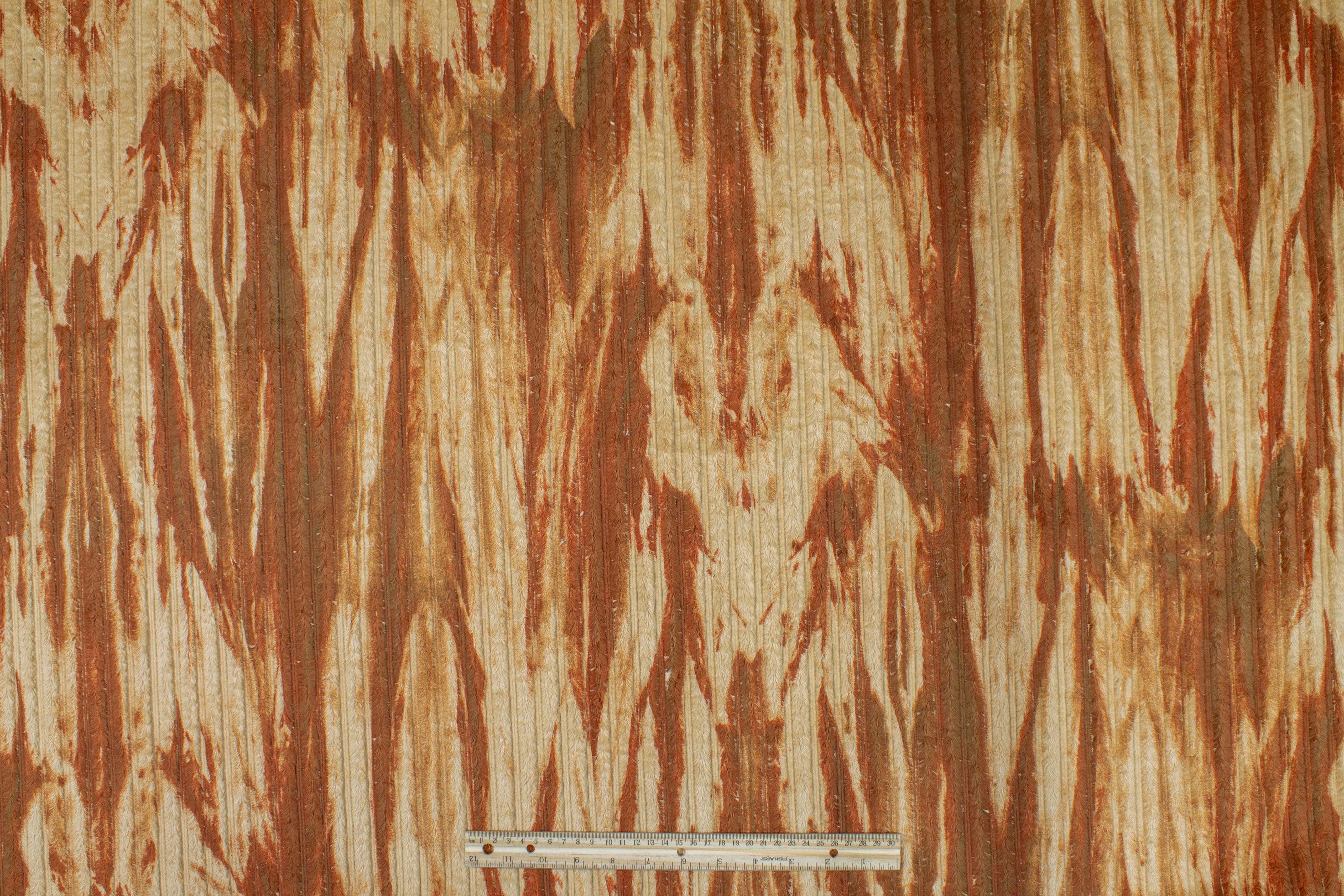 Fringe Striped Rayon with Abstract Print - Brown / Beige