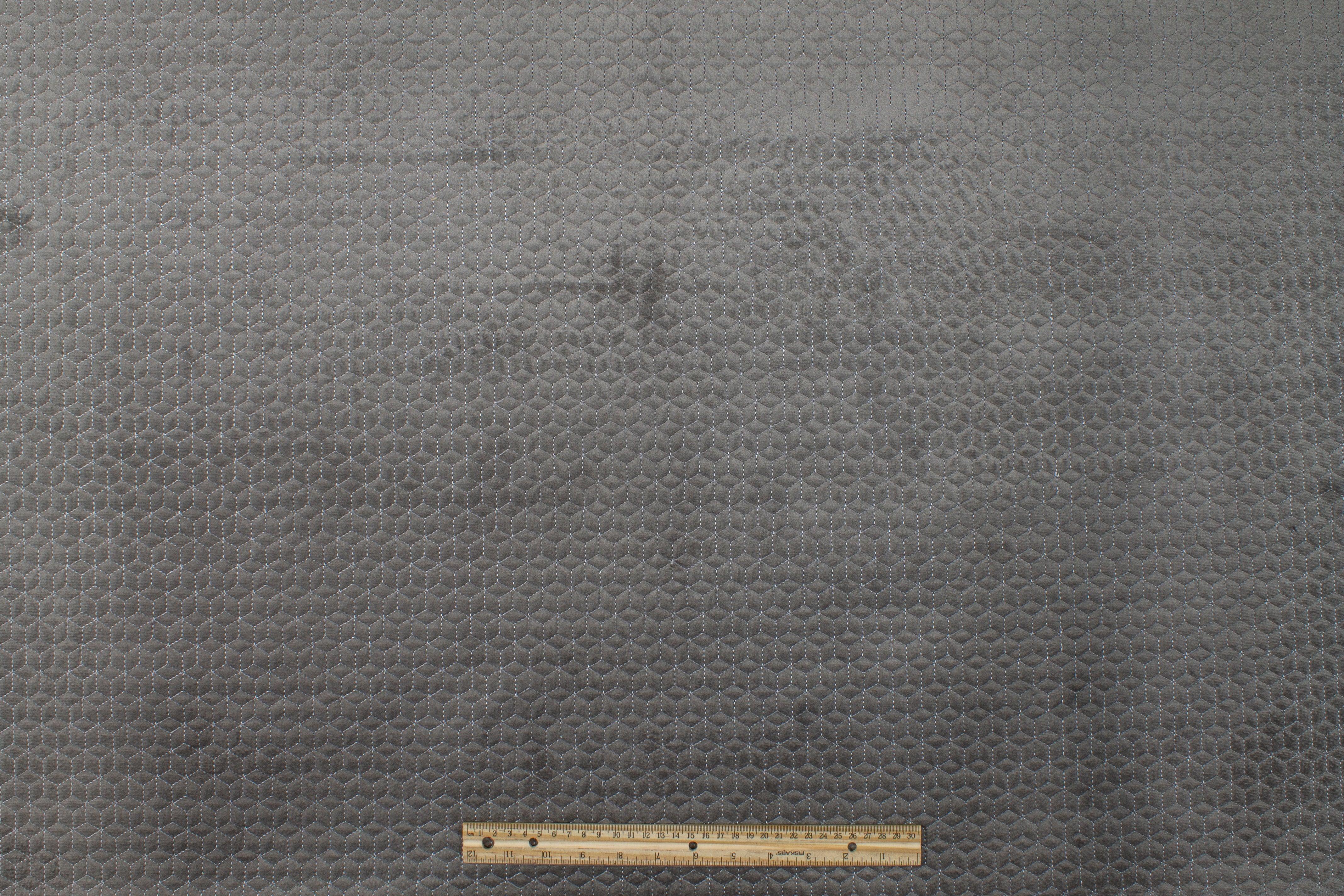 Geometric Velvet Upholstery - Gray - Prime Fabrics