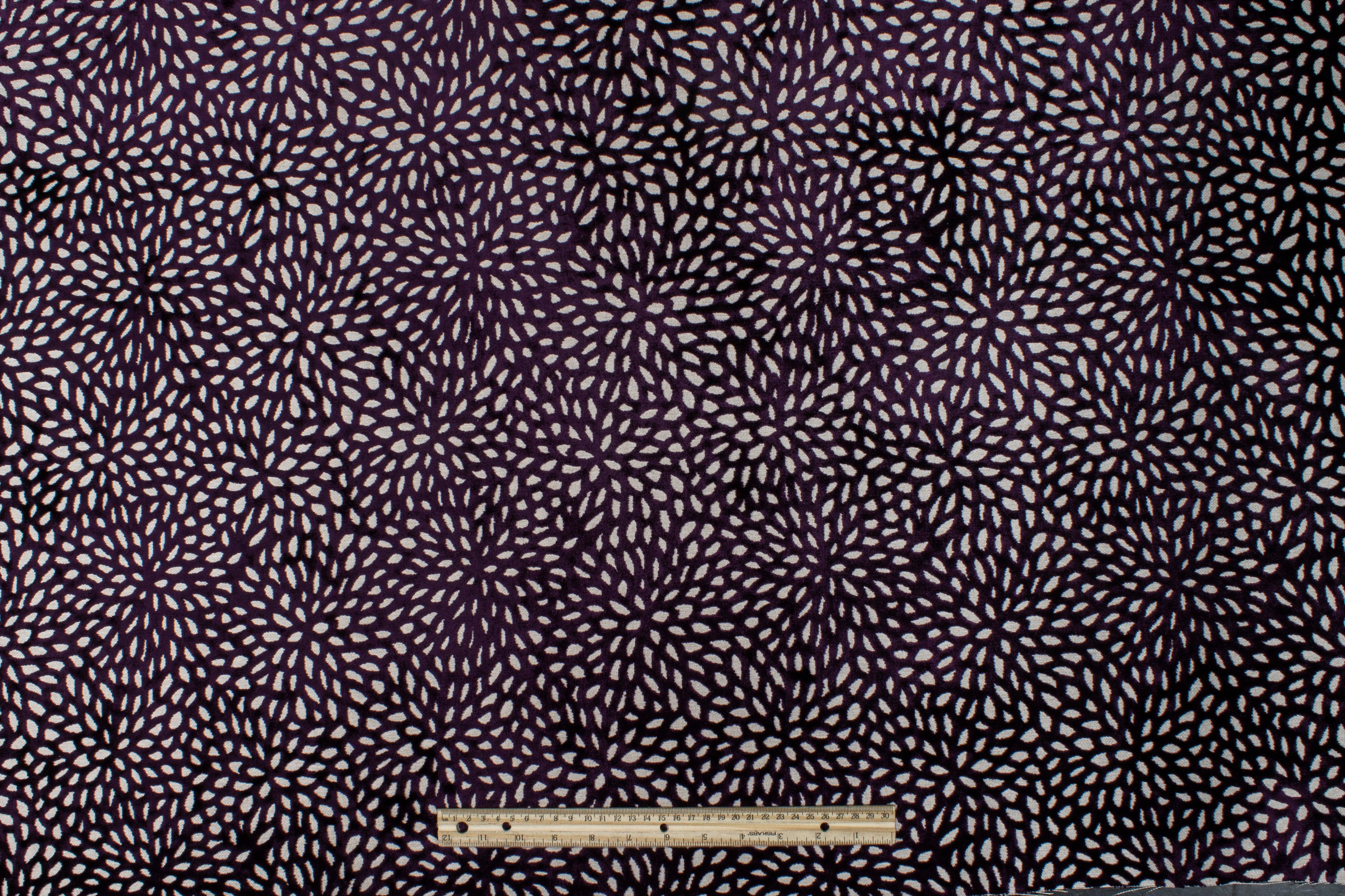Floral Cut Velvet Upholstery - Purple - Prime Fabrics