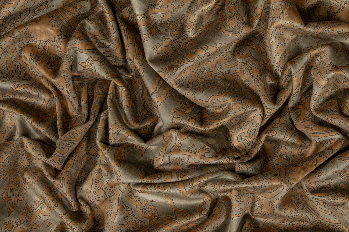 Italian Upholstery Velvet - Olive Green / Brown