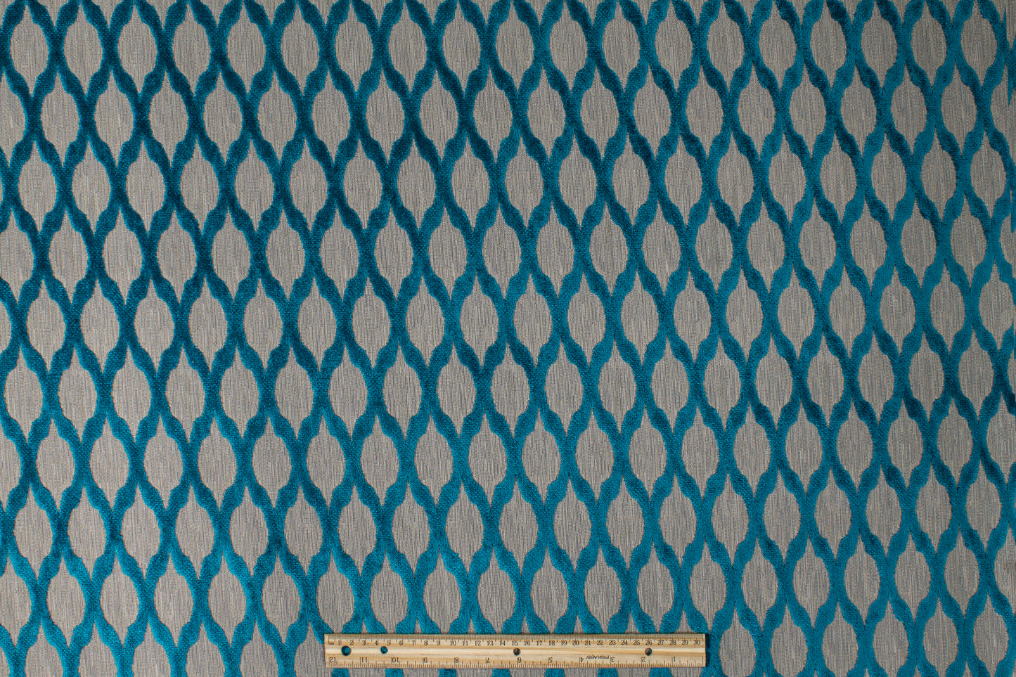 Ogee Cut Velvet Upholstery - Blue