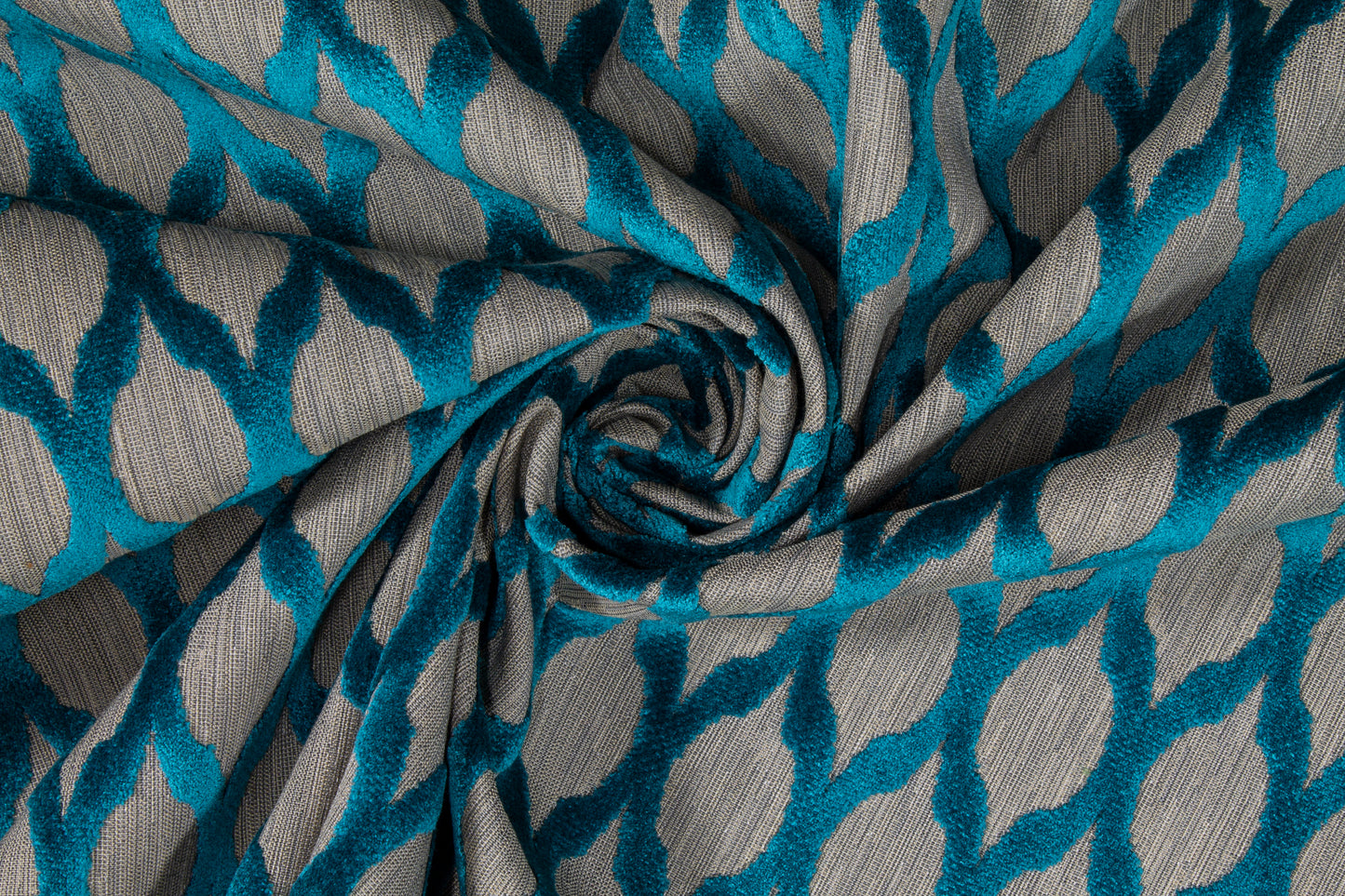 Ogee Cut Velvet Upholstery - Blue