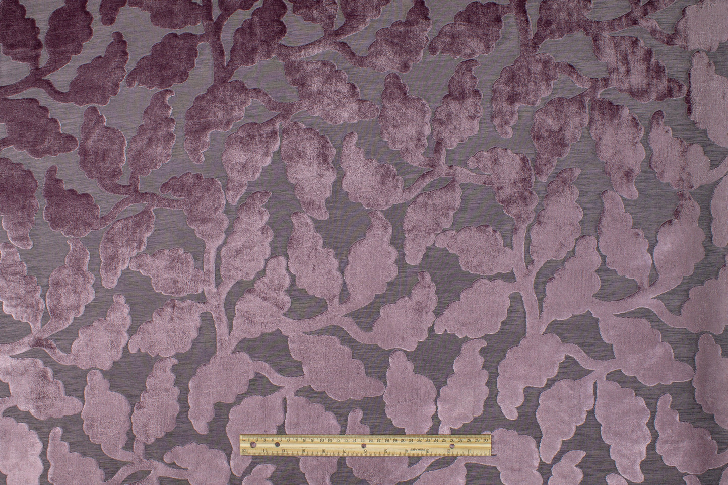 Leaf Cut Velvet Upholstery - Heather Purple - Prime Fabrics