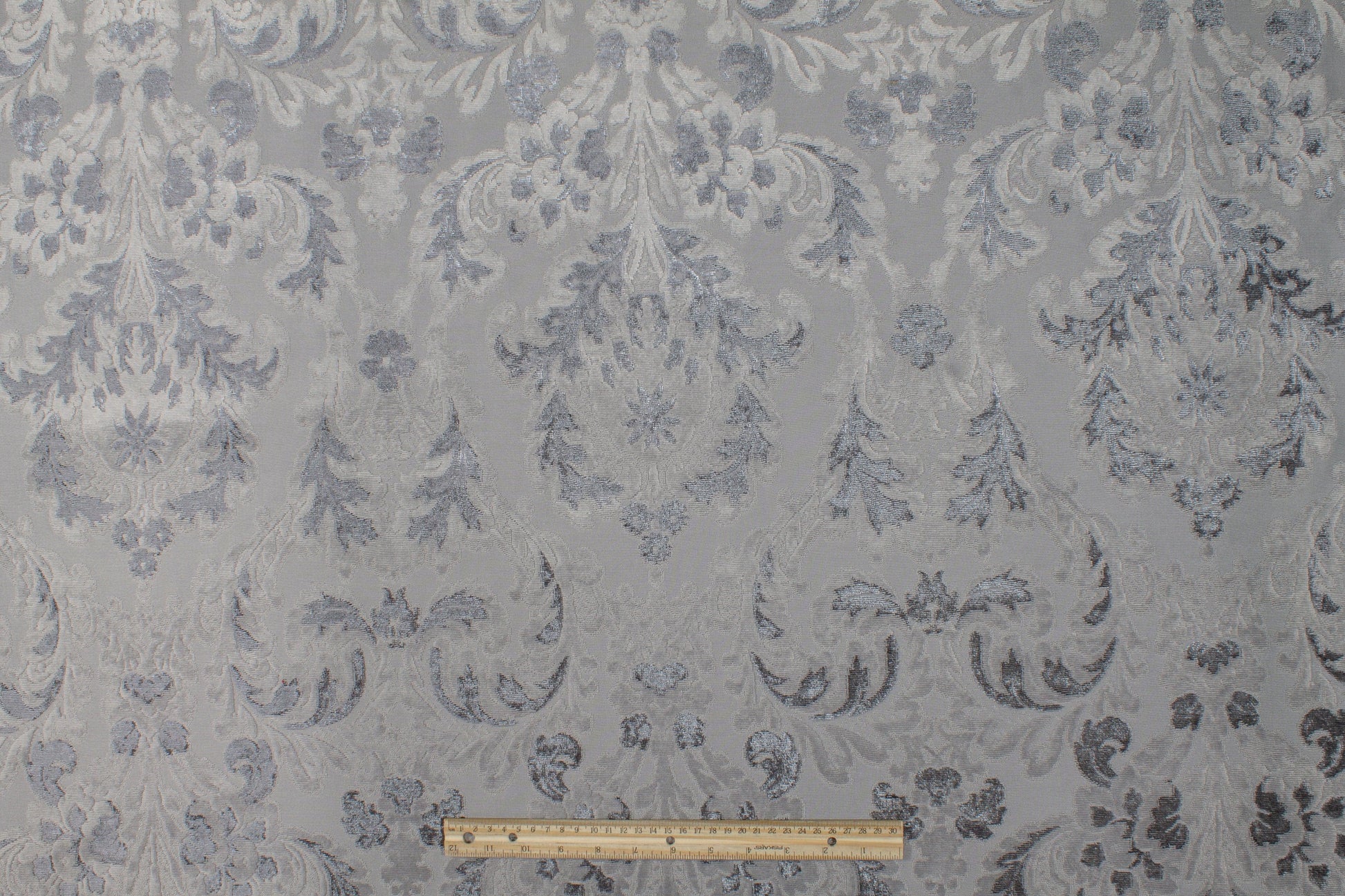 Damask Cut Velvet Upholstery - Gray - Prime Fabrics