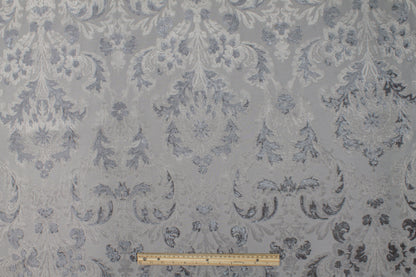 Damask Cut Velvet Upholstery - Gray - Prime Fabrics
