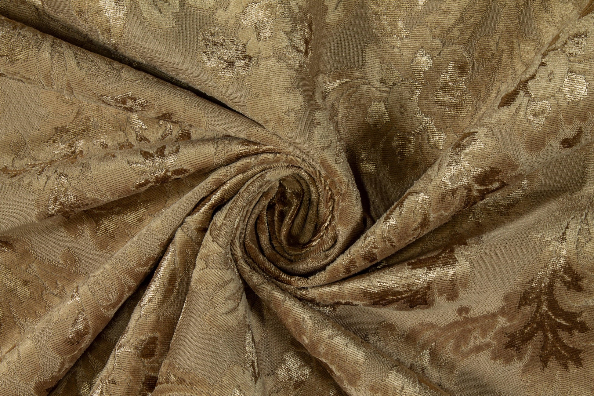 Damask Cut Velvet Upholstery - Gold - Prime Fabrics