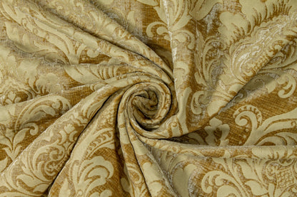 Double Faced Damask Cut Velvet - Light Gold - Prime Fabrics