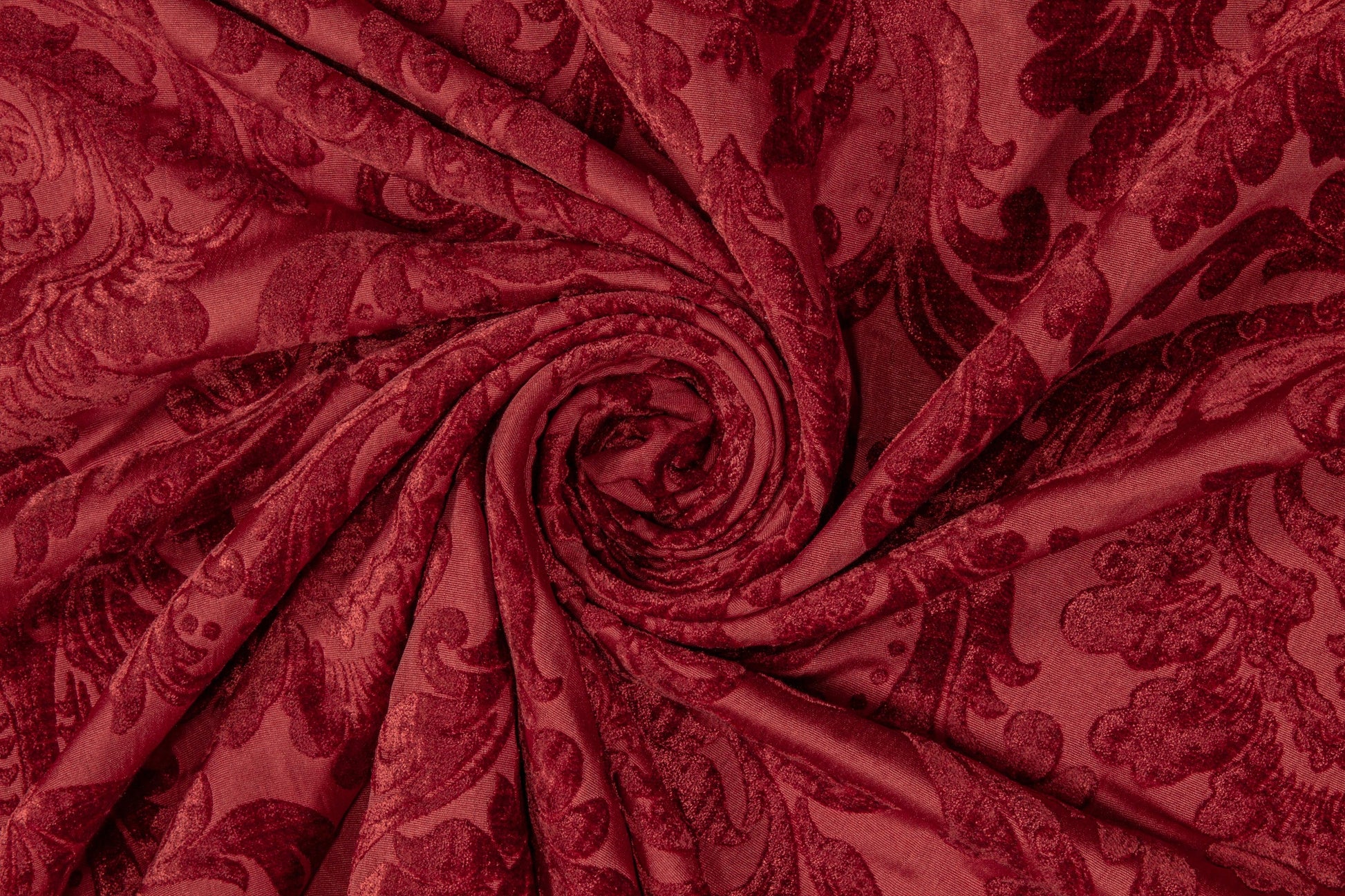 Double Faced Damask Cut Velvet - Red - Prime Fabrics