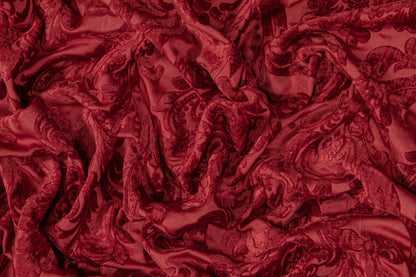 Double Faced Damask Cut Velvet - Red - Prime Fabrics