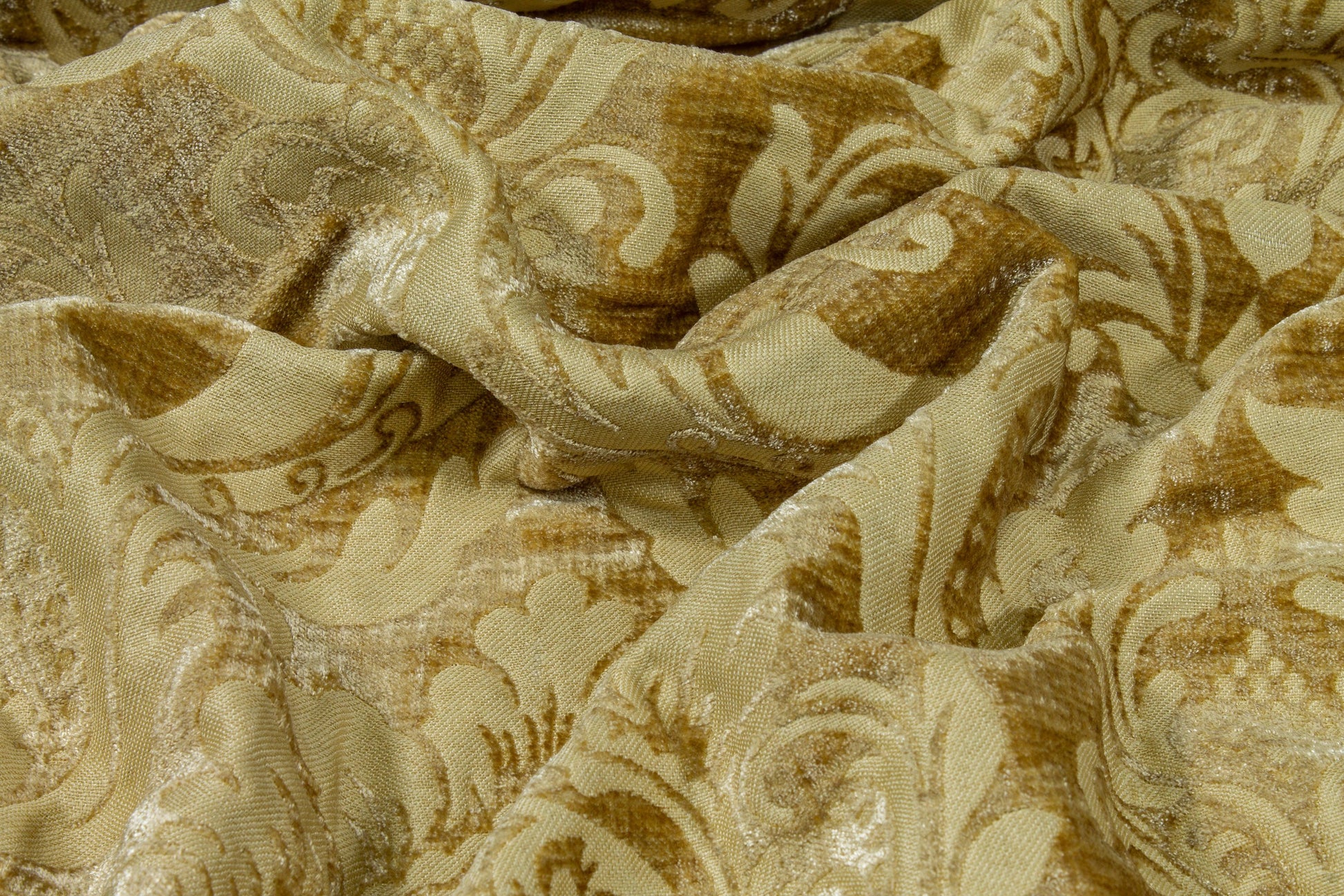 Double Faced Damask Cut Velvet - Light Gold - Prime Fabrics