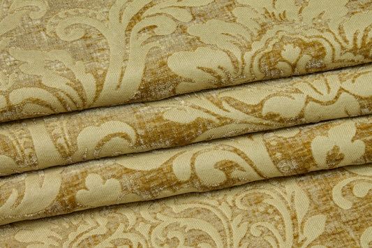 Double Faced Damask Cut Velvet - Light Gold - Prime Fabrics