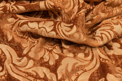 Double Faced Damask Cut Velvet - Pumpkin - Prime Fabrics
