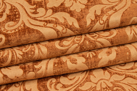 Double Faced Damask Cut Velvet - Pumpkin - Prime Fabrics